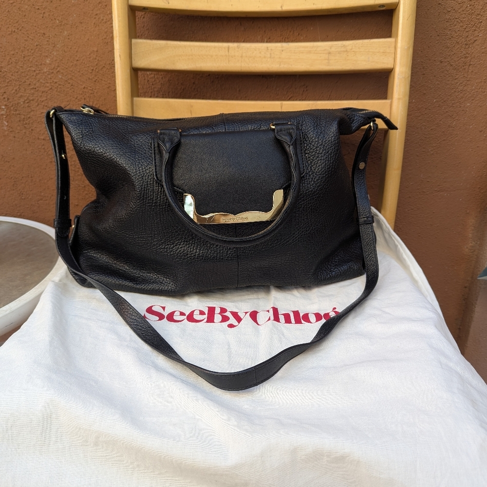 See By Chloe Black Leather Tote Bag